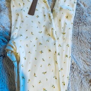 NWT Skims Marigold Rosebud Rib Lounge Thermal Style Legging Size XS